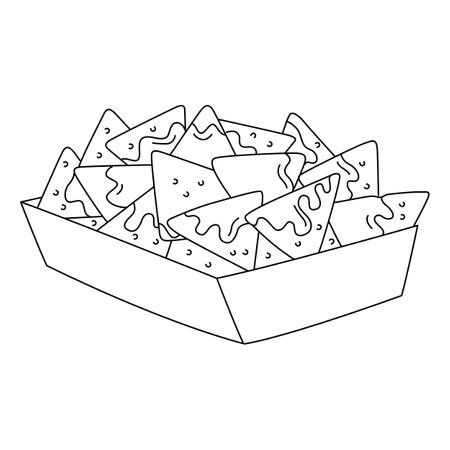 nachos Isolated Coloring Page for Kidsのイラスト素材