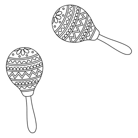 maracas Isolated Coloring Page for Kidsのイラスト素材