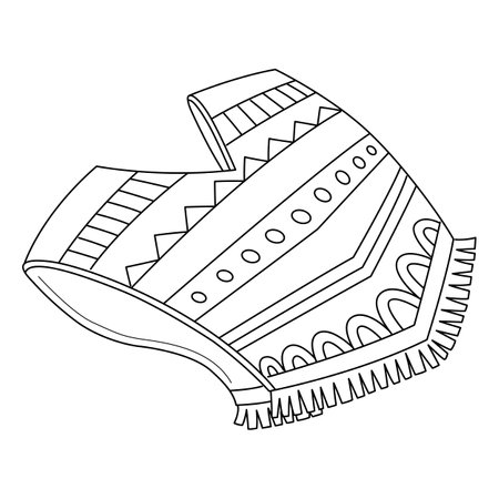 Poncho Isolated Coloring Page for Kidsのイラスト素材
