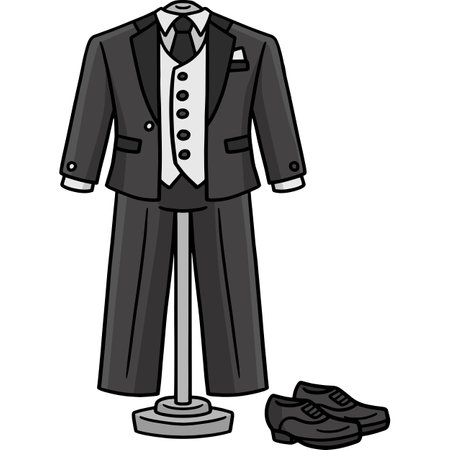 Wedding Groom Suit Cartoon Colored Clipartのイラスト素材