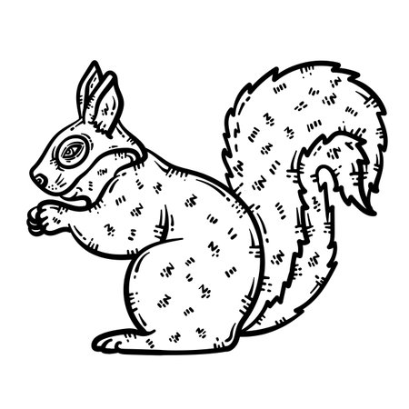 Squirrel Animal Coloring Page for Adultのイラスト素材