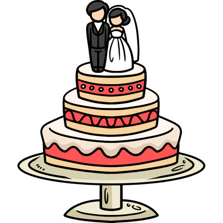 Wedding Cake Cartoon Colored Clipart Illustrationのイラスト素材