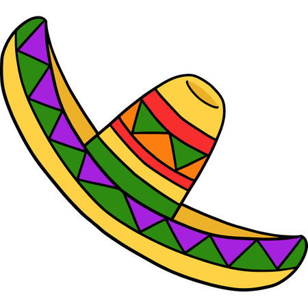 Cinco de Mayo Mexican Hat Cartoon Colored Clipartのイラスト素材