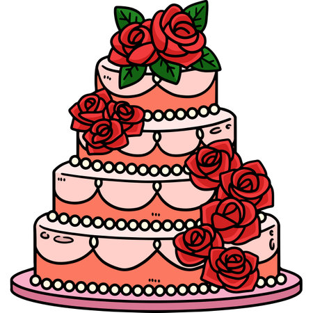 Wedding Cake Cartoon Colored Clipart Illustrationのイラスト素材