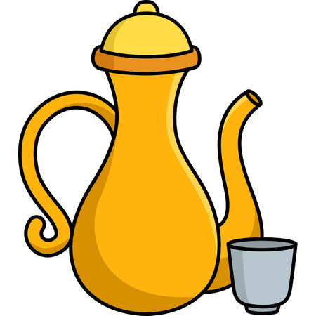 Tea Set Cartoon Colored Clipart Illustrationのイラスト素材