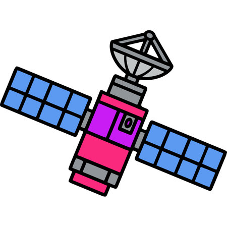 Space Satellite Cartoon Colored Clipart Iのイラスト素材