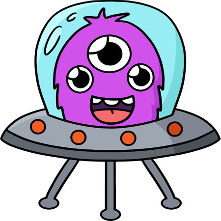 UFO Alien Space Cartoon Colored Clipart