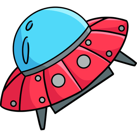 UFO Spaceship Cartoon Colored Clipart Illustrationのイラスト素材