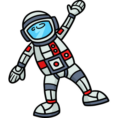 Astronaut Cartoon Colored Clipart Illustrationのイラスト素材