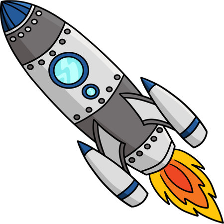 Rocket Ship Cartoon Colored Clipart Illustrationのイラスト素材
