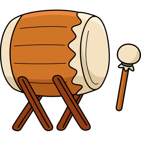 Muslim Drum Cartoon Colored Clipart Illustrationのイラスト素材