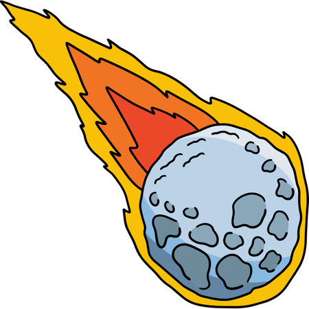 Falling Asteroid Cartoon Colored Clipartのイラスト素材