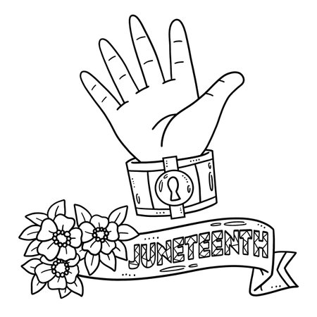 Hand with Broken Shackles Isolated Coloring Pageのイラスト素材