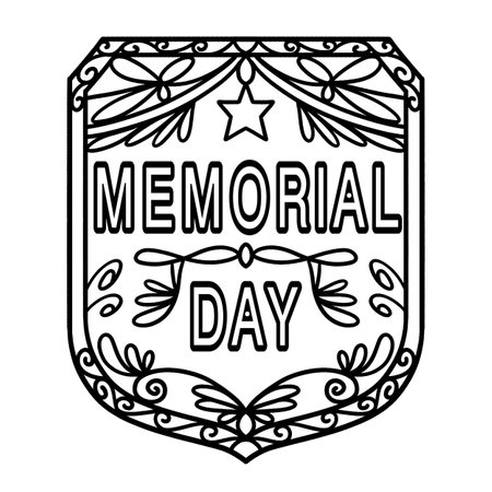 Memorial Day Badge Isolated Coloring Page for Kidsのイラスト素材