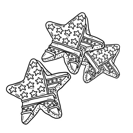 Star Cookies Isolated Coloring Page for Kidsのイラスト素材