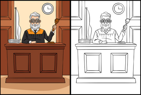 Judge Coloring Page Colored Illustrationのイラスト素材