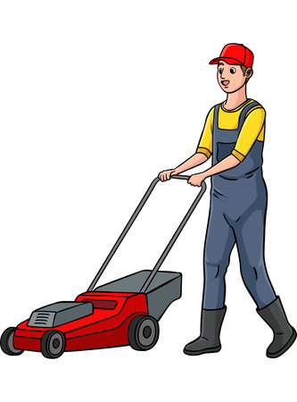 Lawn Mower Cartoon Colored Clipart Illustrationのイラスト素材