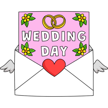 Wedding Day Letter Cartoon Colored Clipartのイラスト素材