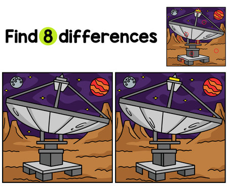 Space Radar Satellite Find The Differencesのイラスト素材