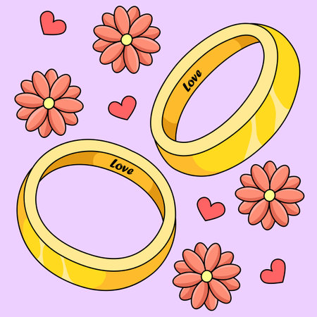 Wedding Rings Colored Cartoon Illustrationのイラスト素材