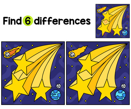 Falling shooting Star Find The Differencesのイラスト素材