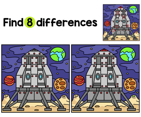 Lunar Lander on the Moon Find The Differencesのイラスト素材