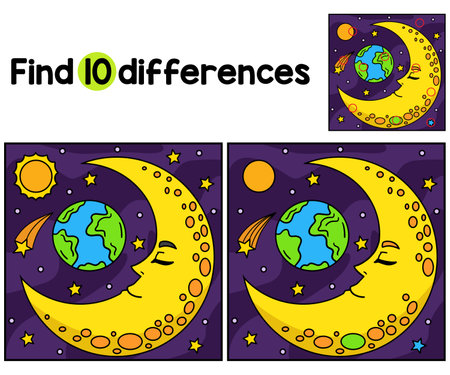 Sleeping Crescent Moon Find The Differencesのイラスト素材