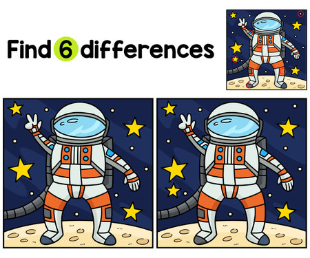 Astronaut Peace Sign Find The Differencesのイラスト素材