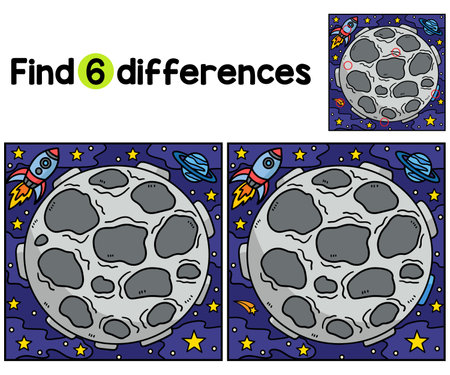 Planet and Rocket Ship Find The Differencesのイラスト素材