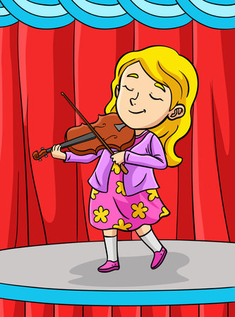 Violinist Profession Colored Cartoon Illustrationのイラスト素材