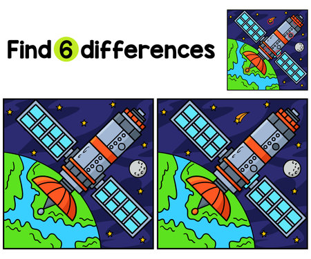 Space Satellite Find The Differencesのイラスト素材
