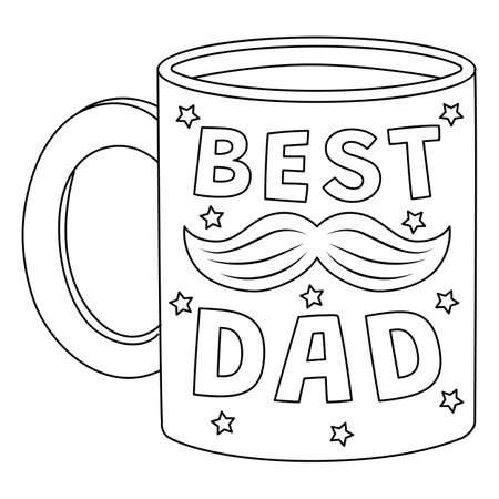 Best Dad Mug Isolated Coloring Page for Kidsのイラスト素材