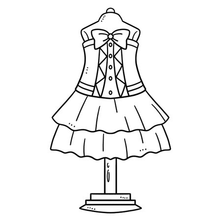 Dress Isolated Coloring Page for Kidsのイラスト素材