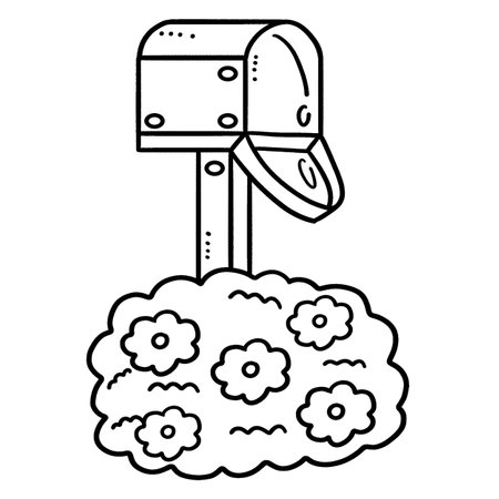 Mail Box Isolated Coloring Page for Kidsのイラスト素材