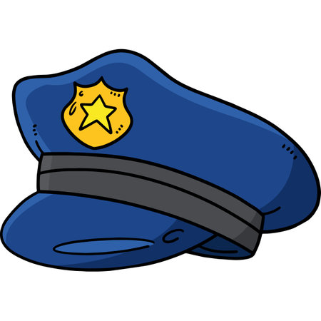 Police Hat Cartoon Colored Clipart Illustrationのイラスト素材