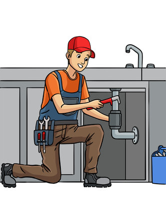 Plumber Cartoon Colored Clipart Illustrationのイラスト素材