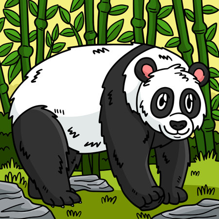 Panda Animal Colored Cartoon Illustrationのイラスト素材