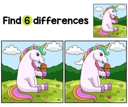 Falling Unicorn Find The Differencesのイラスト素材