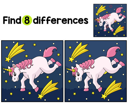Falling Unicorn Find The Differencesのイラスト素材