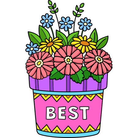 Mothers Day Flower Pots Cartoon Colored Clipartのイラスト素材
