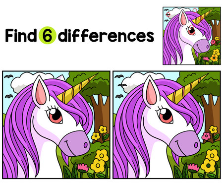 Unicorn Head Find The Differencesのイラスト素材