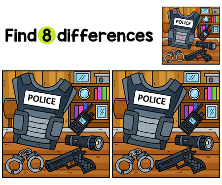 Police Officer Equipment Find The Differencesのイラスト素材