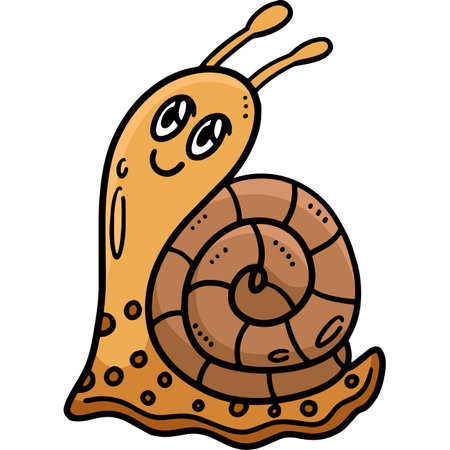 Mother Snail and Baby Snail Cartoon Clipartのイラスト素材
