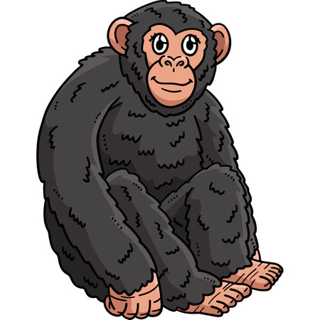 Mother Chimpanzee Cartoon Colored Clipartのイラスト素材