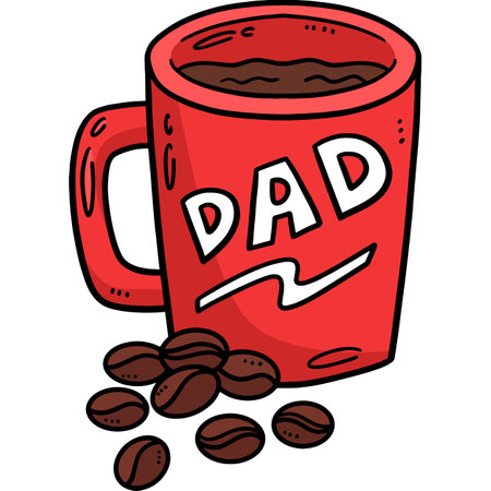 Mug with Coffee and Coffee Beans Cartoon Clipartのイラスト素材