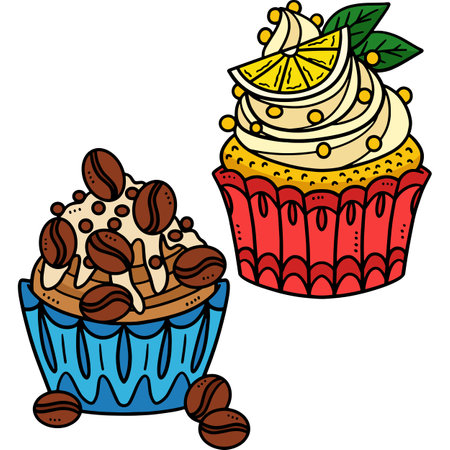 Cupcakes Cartoon Colored Clipart Illustrationのイラスト素材
