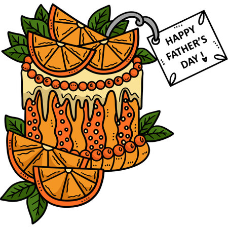 Happy Fathers Day Cake Cartoon Colored Clipart