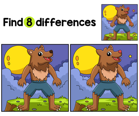 Werewolf Halloween Find The Differencesのイラスト素材