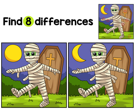 Mummy Halloween Find The Differencesのイラスト素材