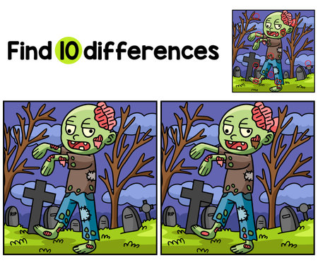 Zombie Halloween Find The Differencesのイラスト素材